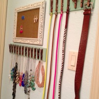 Repurposed Picture Frame for Earrings and Clothespin Hangers for Belts